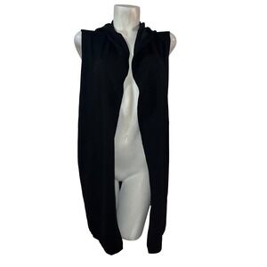 Cyrus Womens Black Hooded Open Front Sleeveless Longline Cardigan Vest 1X